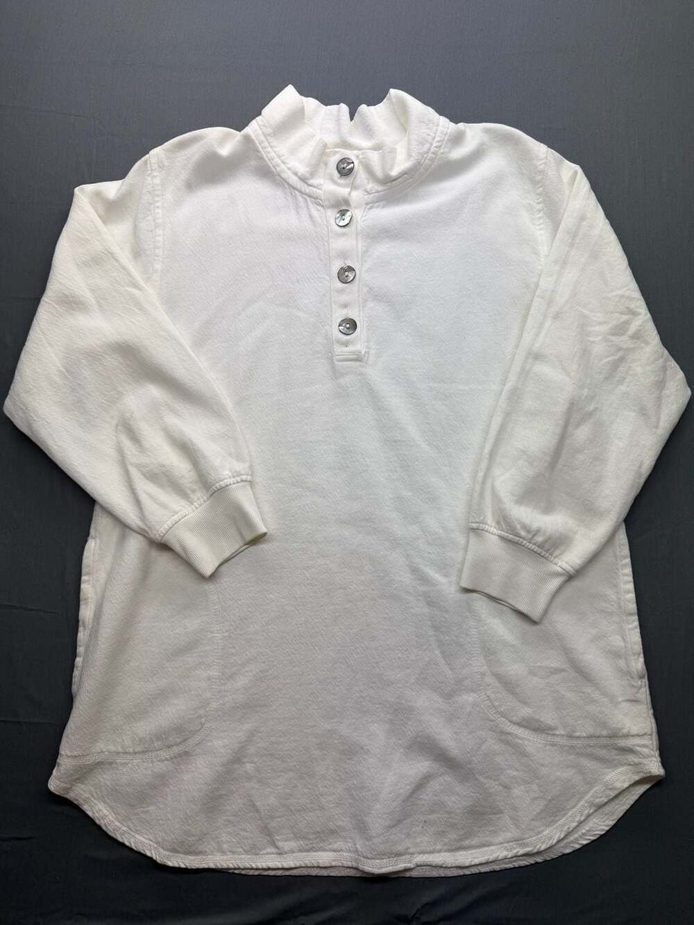 Sea Breeze of California Vintage White 100% Cotton Button-Up Long Sleeve Tunic